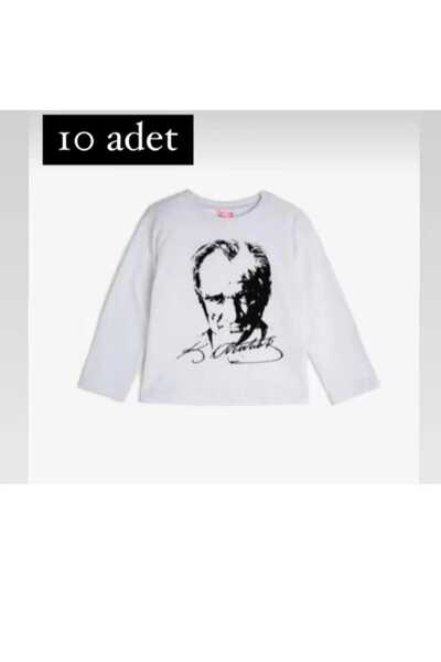 Generic Brand Unisex Signed Ataturk Printed 10 Pieces Long Sleeve T-Shirts 23...
