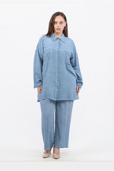 Moda Rosa 23Y5789 - BLUE - POCKET ARA LENGTH TUNIC