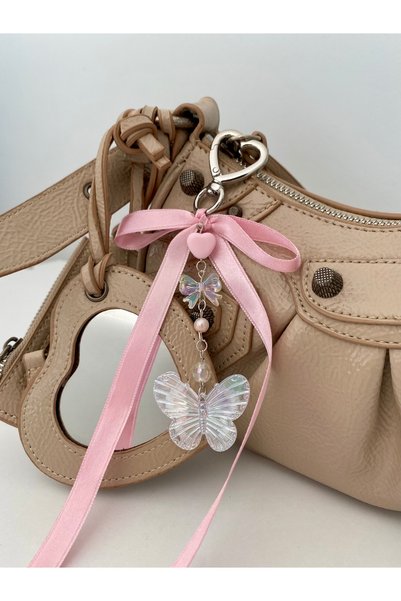 Pinky Lady Pink Ribbon Butterfly Bag Charm