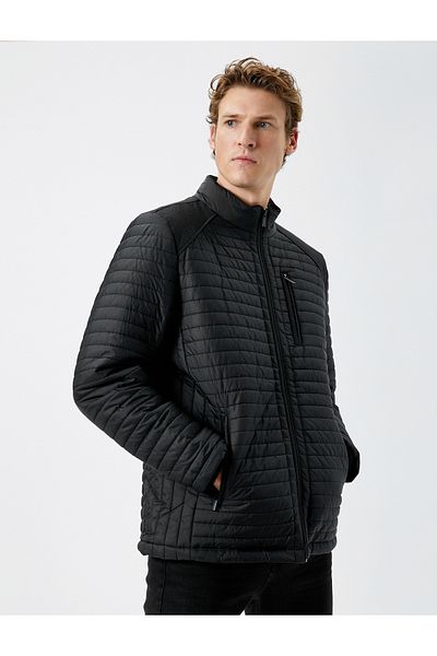Koton Seasonal Jacket Stand Collar Zippered Pocket Detailed
