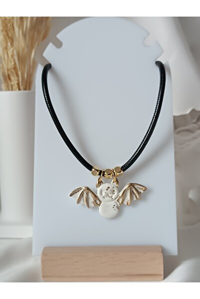 La fee aksesuar cadılar bayramı aksesuar yarasa choker kolye - polimer kil kolye