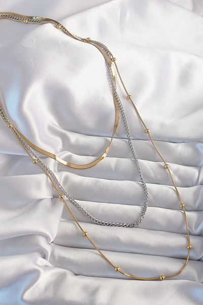 BESKAR 316l Steel - Double Colored Long, Multiple Necklace
