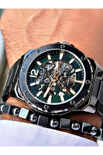 Ferrucci Smoke Color Business Automatic Mechanism Men's Wrist Watch + Bracelet