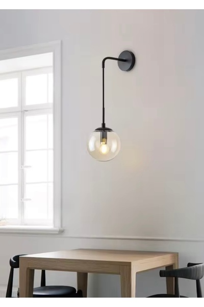 burenze Snoopy Pilli Aplik Kablosuz Tak Çalıştır Glop Camlı Aplik Sarkıt Siyah