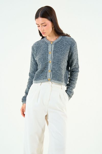 Qu Style Grey-Black Gray Cardigan Th 241048