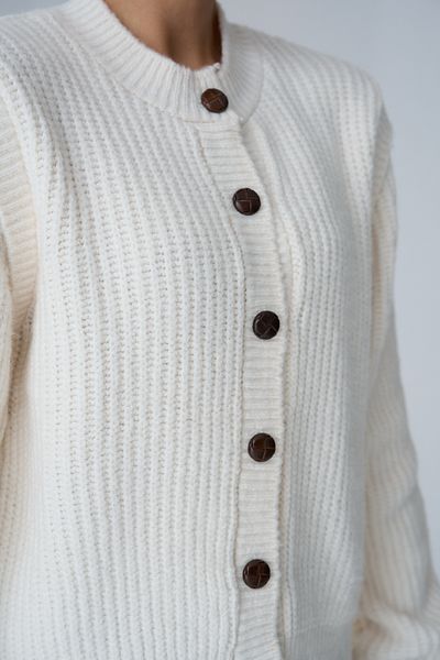 Qu Style Th 241066   Model Cream Sleeve House Piece Cardigan