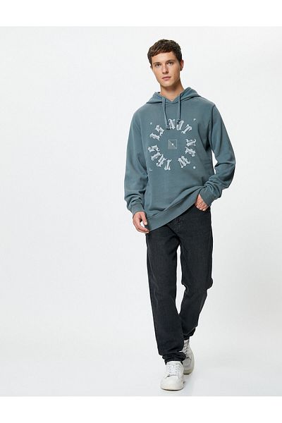 Koton Hooded Sweatshirt Slogan Printed Long Sleeve