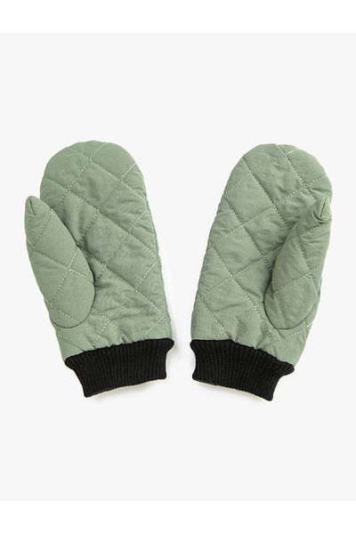 Koton Inflatable Quilted Gloves Ribbed Faux Fur Lined