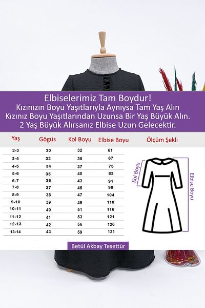 Betül Akbay Rochie de in pentru fete model Zehra Rochie lungă de hijab Culoare neagră