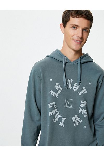 Koton Hooded Sweatshirt Slogan Printed Long Sleeve