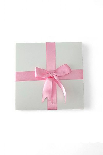 HEDİYEDİYE White Gift Box - Empty with Pink Ribbon
