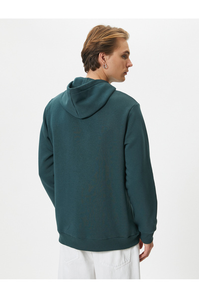 Koton Hanorac cu glugă Slogan imprimat cu mânecă lungă cu nervuri