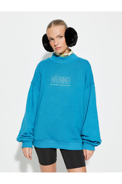 Koton Hanorac cu guler ridicat Slogan imprimat Croiala confortabila