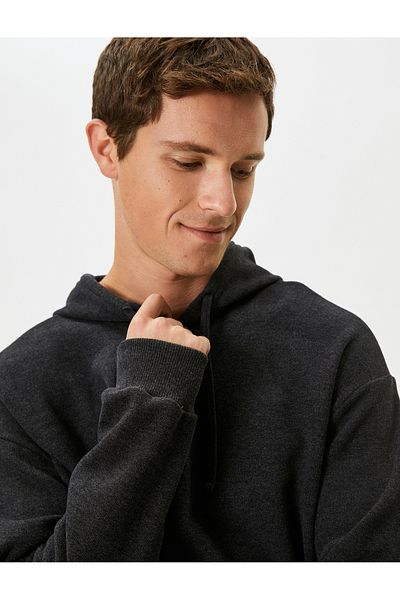 Koton Basic Hoodie Kangaroo Pocket Relaxed Fit Long Sleeve