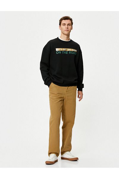 Koton Comfortable Fit Crew Neck με σλόγκαν ιδρώτα με στάμπα στην πλάτη