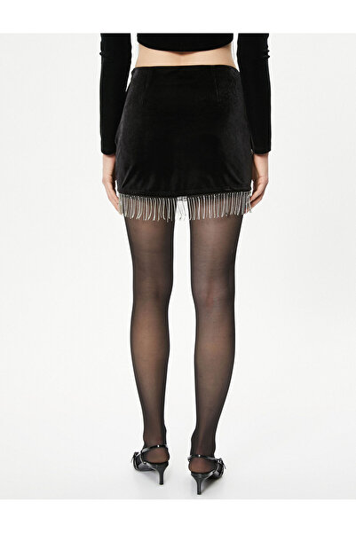 Koton Mini Kadife Etek Sallantılı Taşlı - El Emeği Koleksiyonu