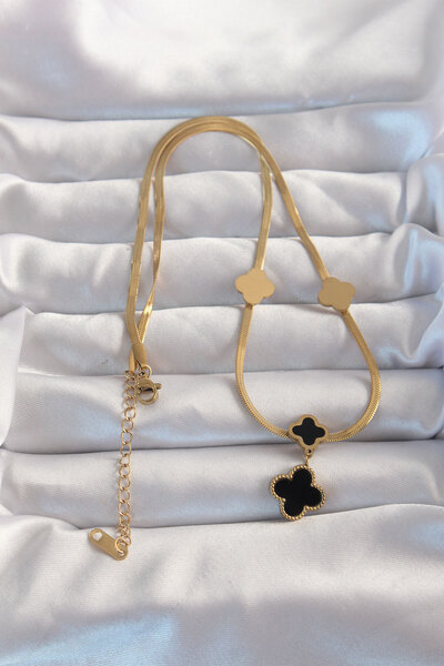 BSRE قلادة البرسيم الإيطالية المطلية بالذهب (فولاذ 316L)