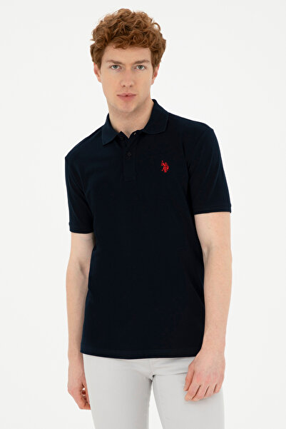 U.S. Polo Assn. Erkek Slim Fit Polo Yaka Koyu Lacivert Basic Tişört 50279573-...
