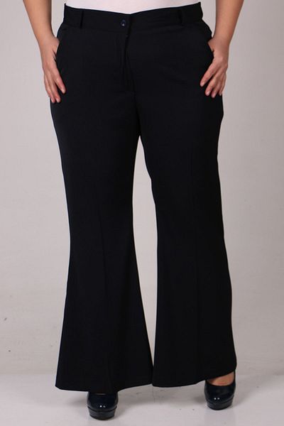 Moda Rosa 29031 Plus Size Spanish Leg Pants-navy blue