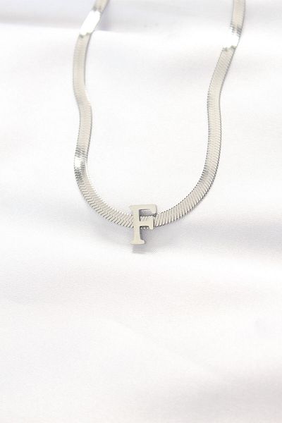TUA MODA Tua Moda 316L Steel F Letter Silver Color Italian Chain Necklace