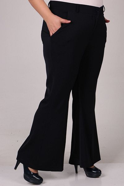 Moda Rosa 29031 Plus Size Spanish Leg Pants-navy blue