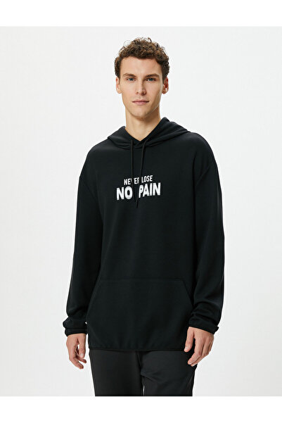Koton Μοντάλ ύφασμα μακρυμάνικο - Kangaroo Pocket Slogan Printed Oversize Hoodie