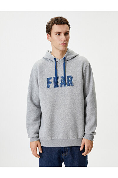 Koton Kapşonlu Sweatshirt Slogan Işlemeli Uzun Kollu Şardonlu