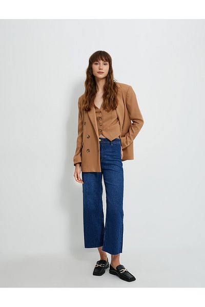 Koton Weite, verkürzte Jeans mit hoher Taille – Sandra Jean