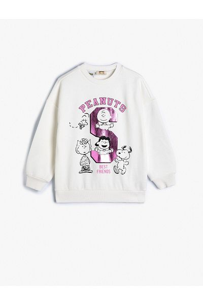 Koton Snoopy Sweatshirt Licensed Long Sleeve Crew Neck With Ribbon
