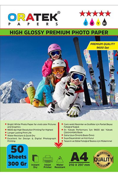 ORATEK Canon Gi-41 Premium Glossy Photo Paper - Double Sided, A4, 300 Gr.50 Pieces