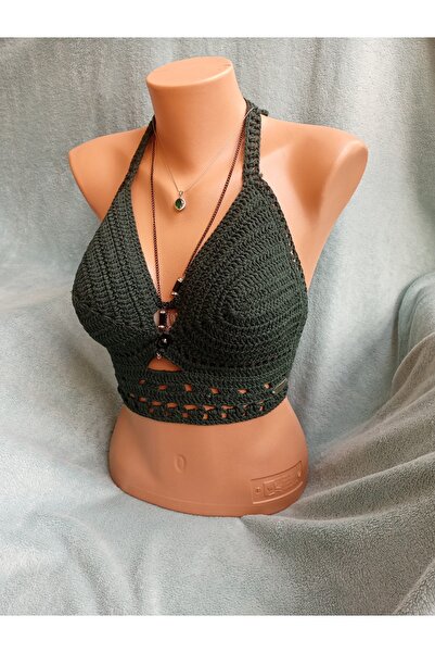 MAM Vip Handmade Nefti Yeşil Crop Top Büstiyer