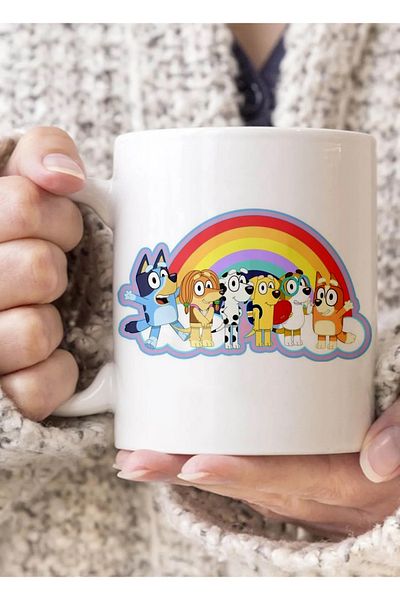 dik başlıyım Çünkü eğilince tacım düşüyor Bluey Cartoon Mug