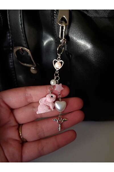 Crosswonder Pembe Tavşan Coquette Lolita Anahtarlık - Çanta Charmı y2k