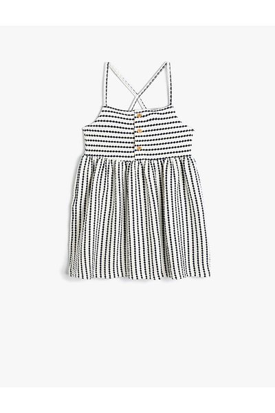 Koton Cross Strap and Button Detailed Strappy Dress