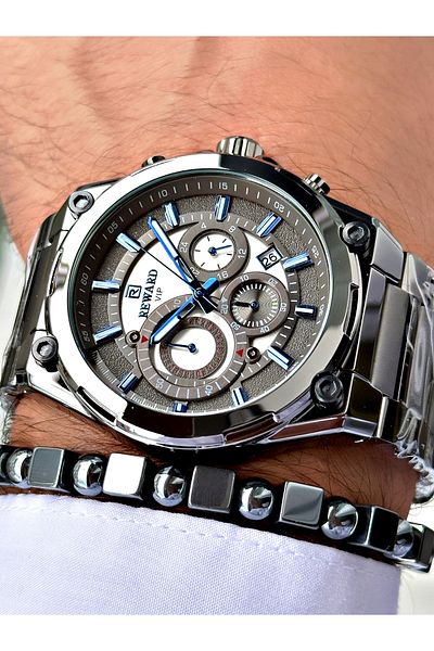 Reward Smoke Color Sports Functions Active Men's Wrist Watch + Bracelet