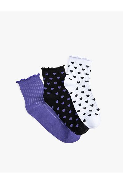 Koton Set de 3 șosete Heart Socket cu detaliu cu volan