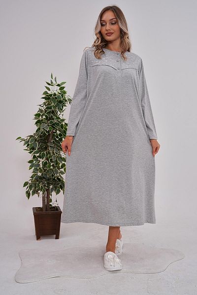 Mecit Pijama فستان نوم نسائي مقاس كبير باللون الرمادي من Mecit 6153