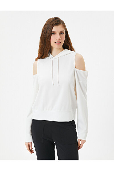 Koton Φούτερ με κουκούλα Αθλητική λεπτομέρεια παραθύρου στους ώμους Μακρυμάνικο με λεπτή εφαρμογή