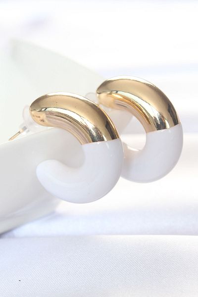 SeyCey.co Ccb White Gold Double Color Earrings