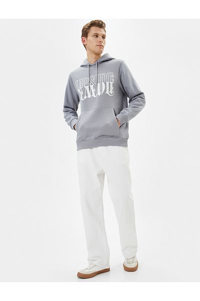 Koton Slogan Printed Hooded Sweat - Raised με λεπτομέρεια τσέπης καγκουρό