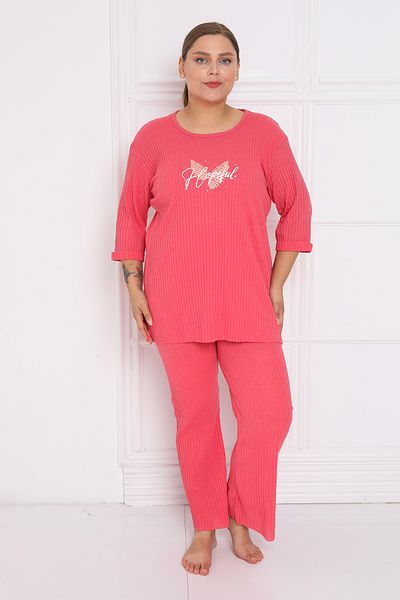 FAMES PİJAMA Ribbed Camisole Cotton Spanish Leg New Season Plus Size Home Wear