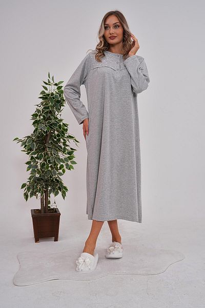 Mecit Pijama فستان نوم نسائي مقاس كبير باللون الرمادي من Mecit 6153