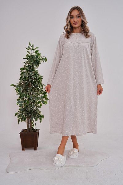 Mecit Pijama فستان نوم نسائي من Mecit 6154 Mink مزين بالزهور مقاس كبير