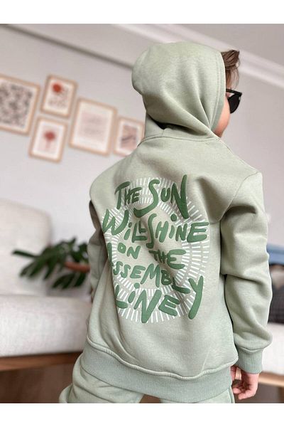 misskids Bottom Top Children's Raised Printed Hooded Pocket Suit