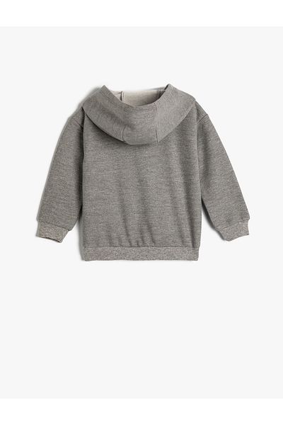 Koton Hooded Sweatshirt Long Sleeve Ghost Print Detailed Raised