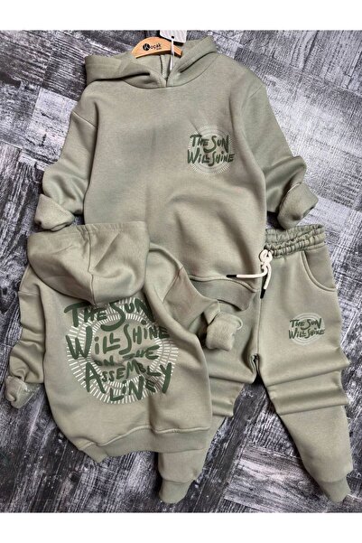 misskids Bottom Top Children's Raised Printed Hooded Pocket Suit