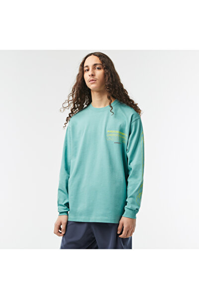 Lacoste Erkek Loose Fit Uzun Kollu Bisiklet Yaka Yeşil T-Shirt