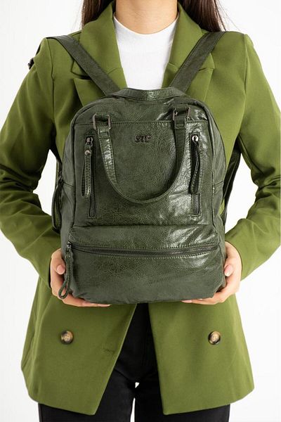Baginn Y.S.Leather Retro Women's Backpack Multi-Pocket Functional Use Vegan Artificial Leather 30*25 cm