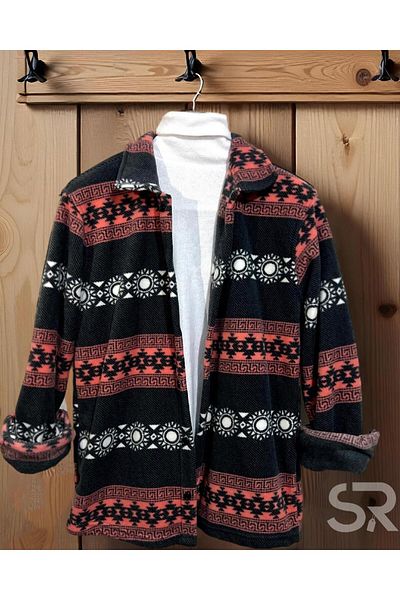 LUPERCUS Men's Fleece Shirt - Loose Patterned, Cotton, Personality Lumberjack Shirt