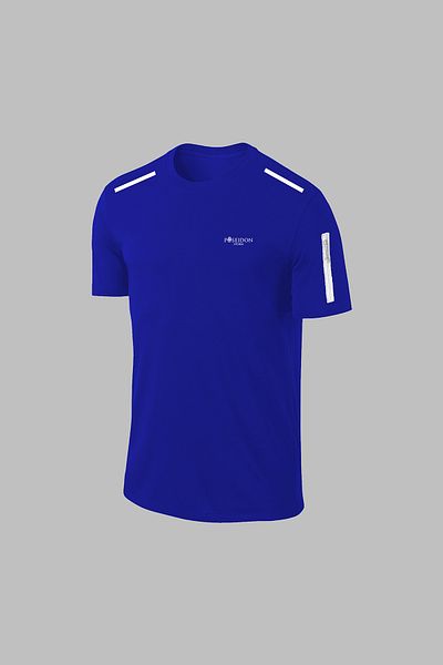 POSEIDON STORM Set tricou și pantaloni scurți sport Dri-Fit albastru pentru bărbați - cu buzunare, fără imprimeu, decolteu
